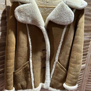 Tan Shearling Pea Coat